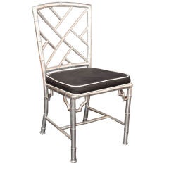 Chinese Chippendale  Desk Chair in Polished Aluminum