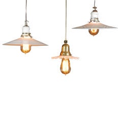 Vintage A Trio of Hanging  Light with Decorative Glass Shades