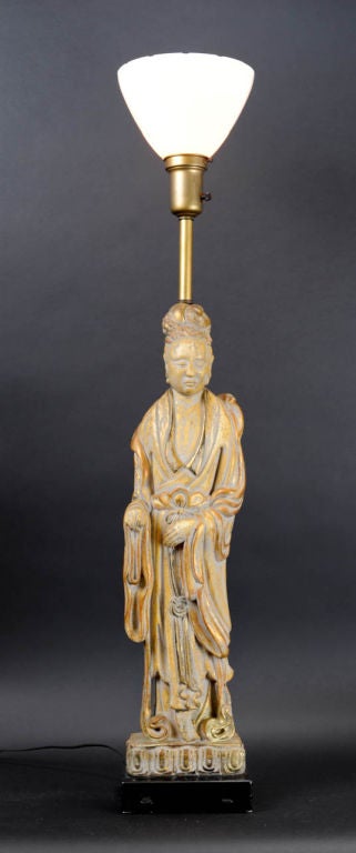 This Gump's tall Quan Yin lamp is fresh from a local San Francisco estate.