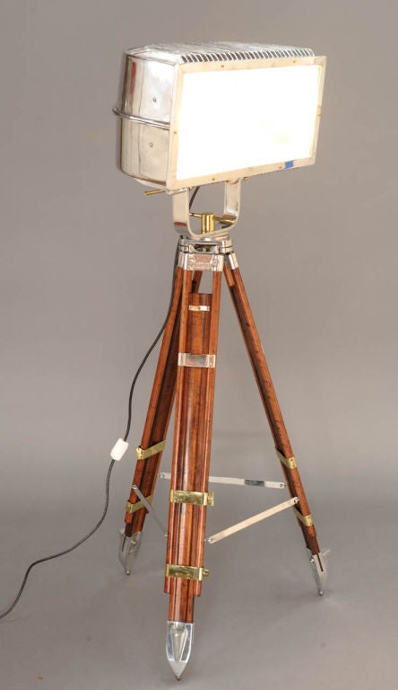 American Curved Mirror Construction Light on a Distinguished Tripod