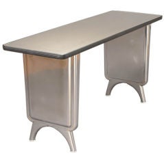 Aluminum Polished Console Table with Deco Arched Legs