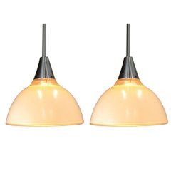 Pair of Large Industrial Holophane Pendent Lights