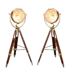 Striking Pair of Copper G.E. Search Lights