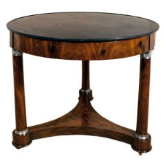 Empire Flame Mahogany Gueridon with Black Fossil Marble Top.