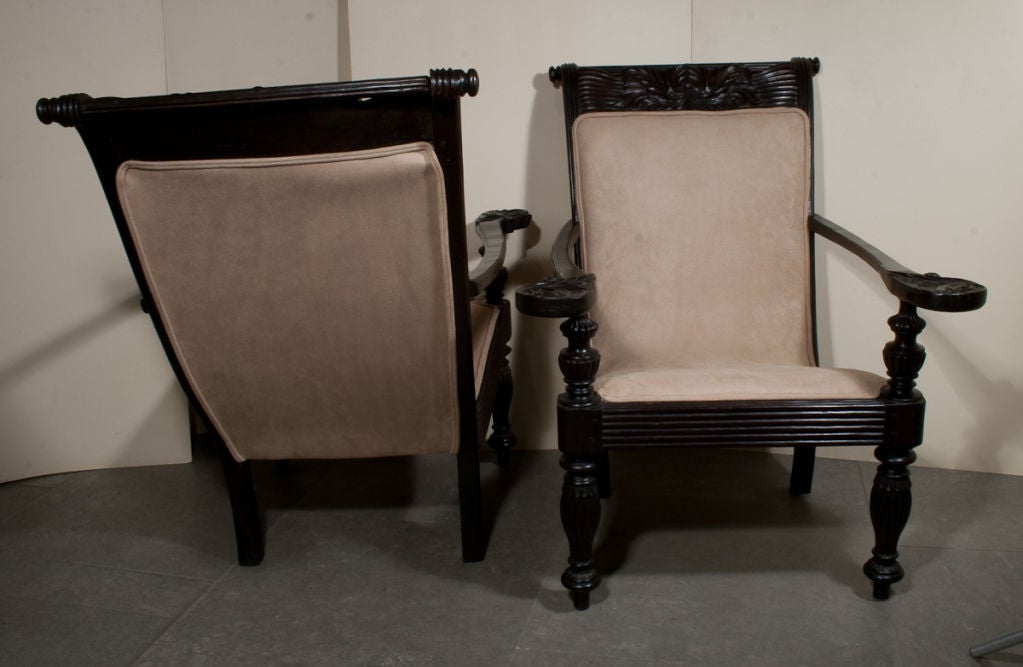 Sri Lankan PAIR OF ANGLO INDIAN EBONISED PLANTERS CHAIRS Circa 1880