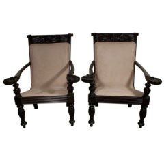 PAIR OF ANGLO INDIAN EBONISED PLANTERS CHAIRS Circa 1880