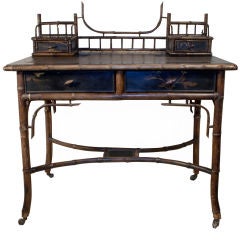 English Bamboo and Lacquer Writing Table