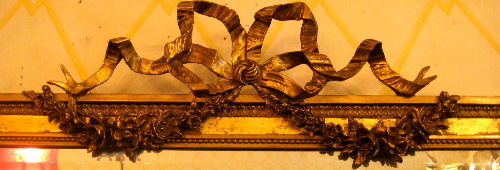 French Water Gilt Gold Bow Knot Mirror