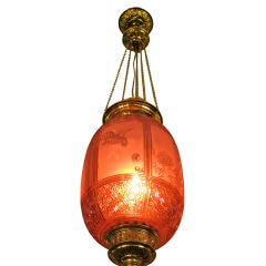 Antique French Baccarat 19th Century Cranberry Glass Lantern