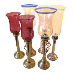 Antique Selection of English Glass Hurricane Globes