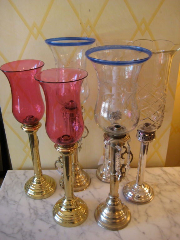 Selection of English Glass Hurricane Globes