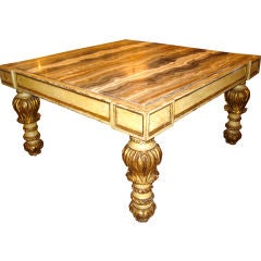 Italian Rare Stone Gilt and Painted Wood Table
