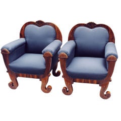 Pair of Comfortable, Oustandingly Designed Biedermeier Bergères