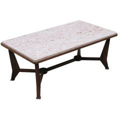 Rare Rectangular French Art Deco Coffee Table with Marble Top