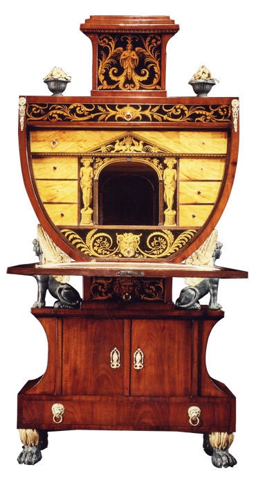 Highly important lyre-shaped secretaire by Sebastyen Vogel