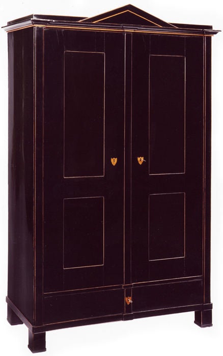 Pair of ebonized exemplary Viennese Biedermeier armoires