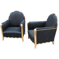 Pair of French Art Deco club chairs, manner of Blanche-J. Klotz