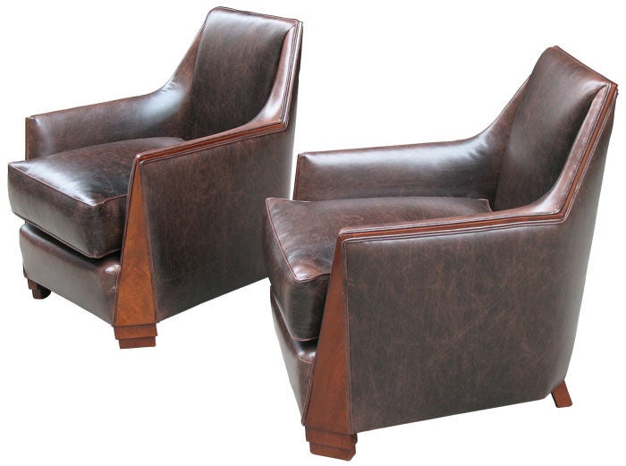 Pair of Art Deco club chairs, manner of Dominique