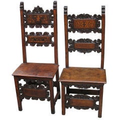 Two Single Exemplary 17th Century "Lombardian" Chairs