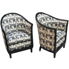 Pair of comfortable French Art Deco club chairs / bergeres