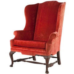 Vintage Velvet Queen Anne Chair