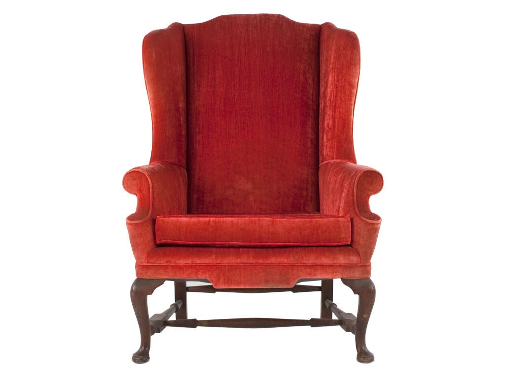 Vintage Velvet Queen Anne Chair at 1stDibs