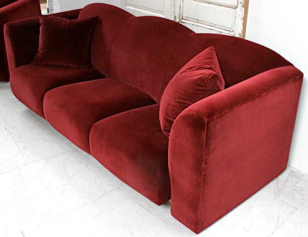 American Brueton Morroco  Sofa & Matching Arm Chair-Red Velvet