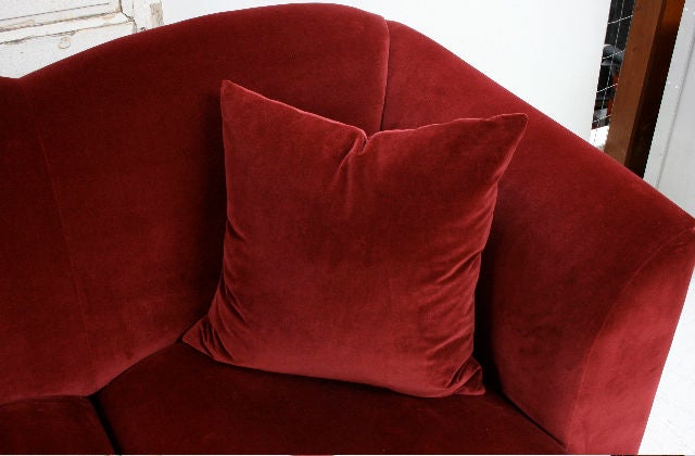 Contemporary Brueton Morroco  Sofa & Matching Arm Chair-Red Velvet
