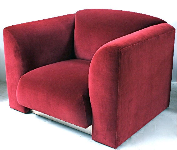 Brueton Morroco  Sofa & Matching Arm Chair-Red Velvet 1