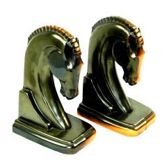 Art Deco Trojan Horse Bronze Bookends