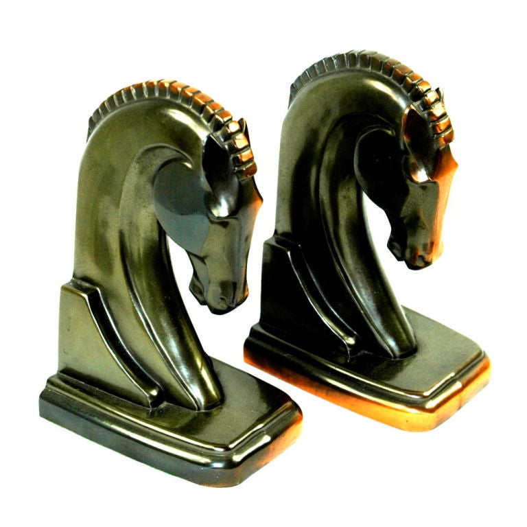 Art Deco Trojan Horse Bronze Bookends