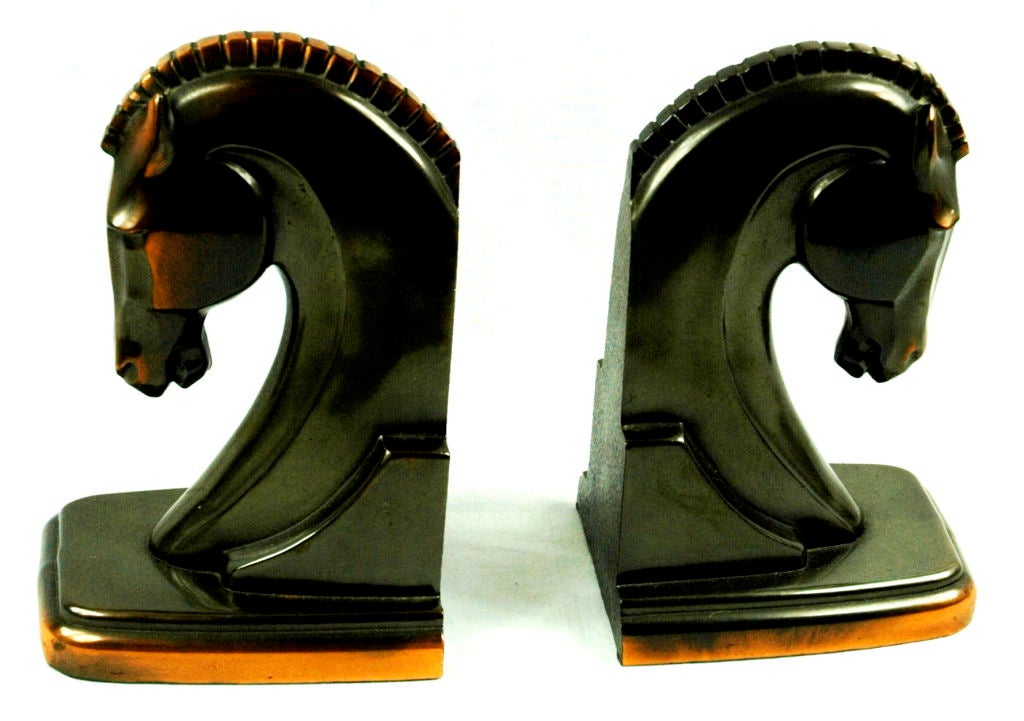 Art Deco Trojan Horse Bronze Bookends 3