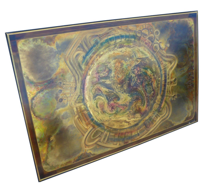 Acid Etched Copper Panel Original Artwork By Bernhard Rohne In Excellent Condition In Dallas, TX