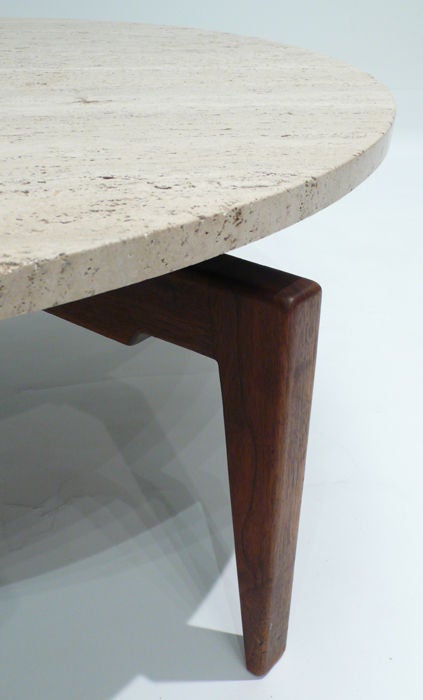 Travertine LAZY SUSAN COCKTAIL TABLE BY JENS RISOM