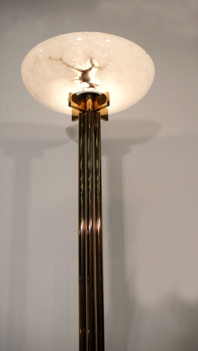Late 20th Century Bronze and Alabaster Casella Floor Lamp, 1970s For Sale