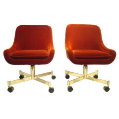 Executive Side Chairs in Persimmon Mohair By Ward Bennett