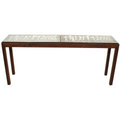 Acid Etched Metropolitan Console with Stylized Figurative Top