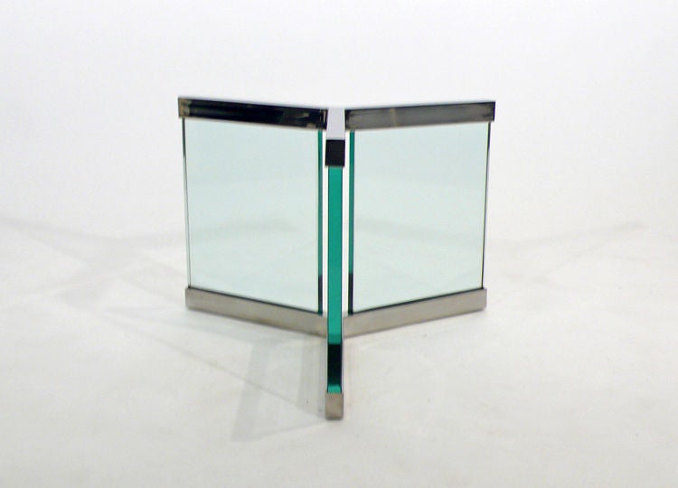 Leon Rosen Designed Cocktail Table for Pace glass nickel plated 1960s In Excellent Condition For Sale In Dallas, TX