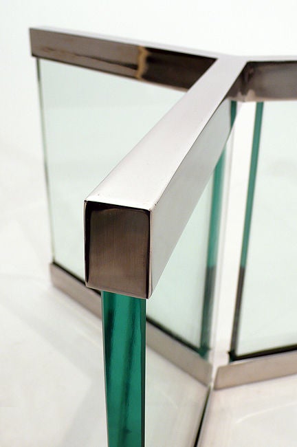 Mid-20th Century Leon Rosen Designed Cocktail Table for Pace glass nickel plated 1960s For Sale