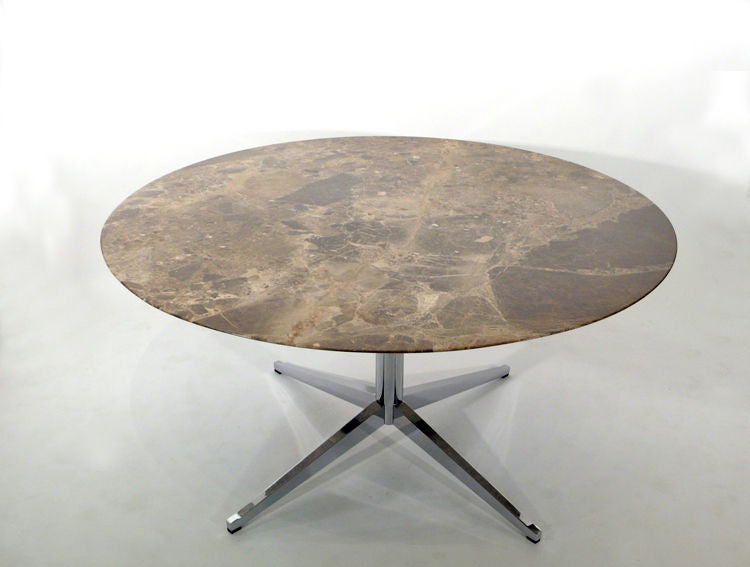 Steel Florence Knoll Round Marble Top Dining Table