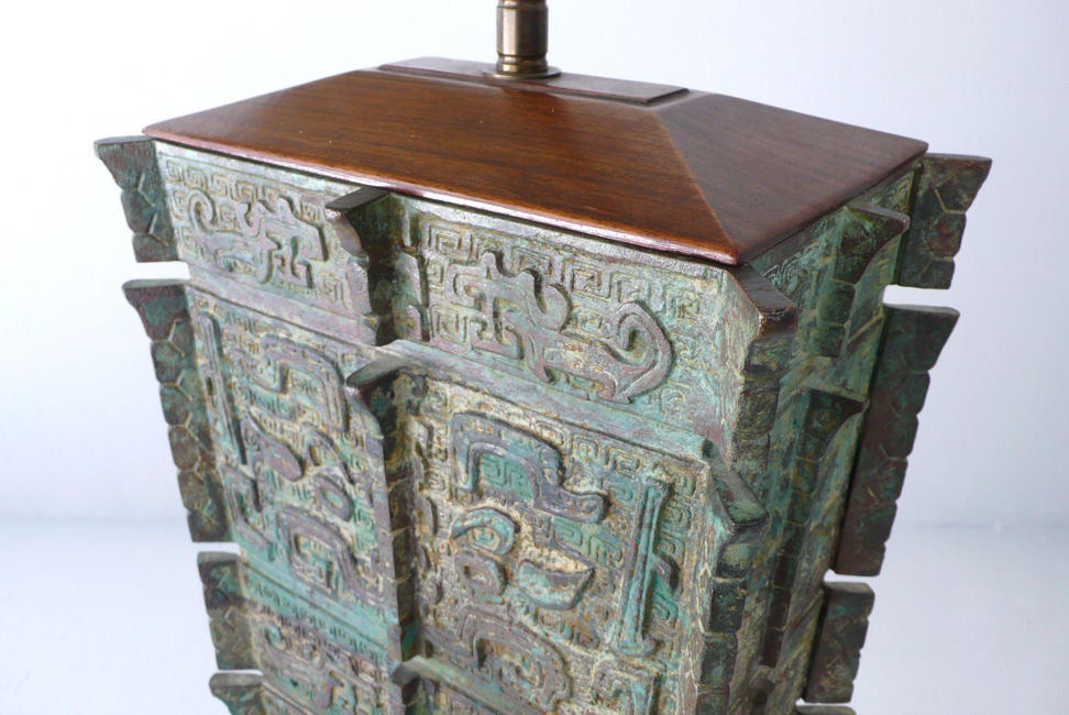 Mid-20th Century Bronze Asian Lamp
