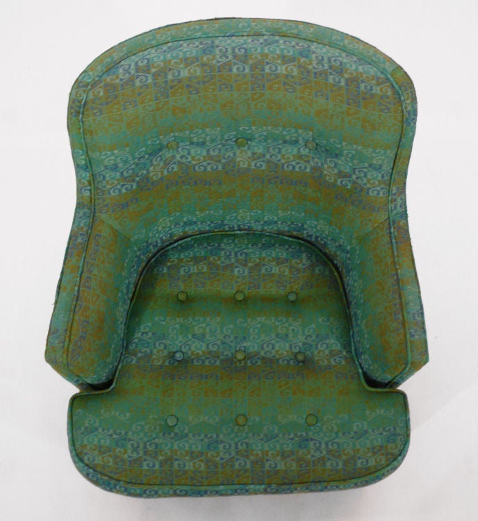 Diminutive Edward Wormley Dunbar Club Chairs green and turquoise fabric 1960s 3