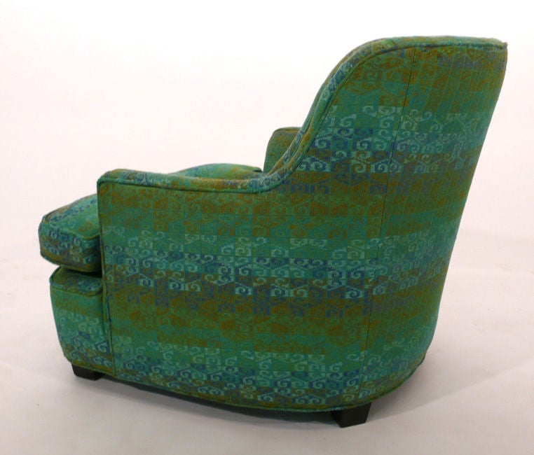 Mid-20th Century Diminutive Edward Wormley Dunbar Club Chairs green and turquoise fabric 1960s