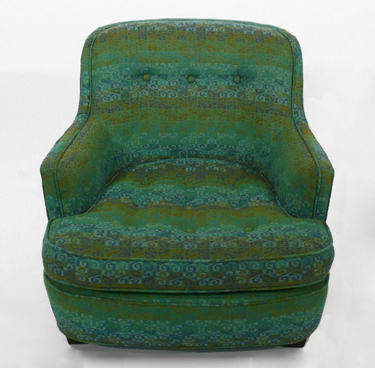 Diminutive Edward Wormley Dunbar Club Chairs green and turquoise fabric 1960s 1