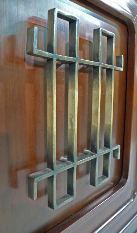 Mexican Edmond Spence Credenza 1950s brass mahogany