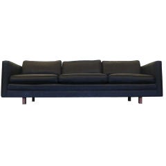 1960s Harvey Probber Black Raw Silk Tuxedo Sofa - Fully Restored