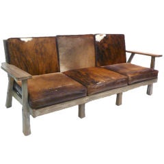 Retro Custom Western Ranch Oak Sofa