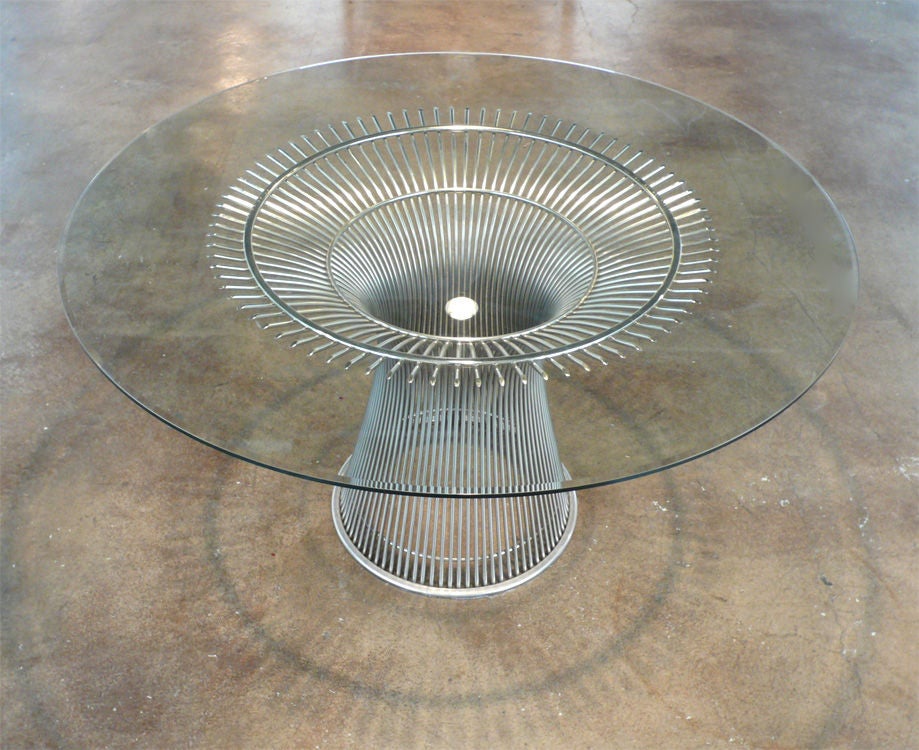 Warren Platner For Knoll Chrome Wire Dining Table w/Original Top 1