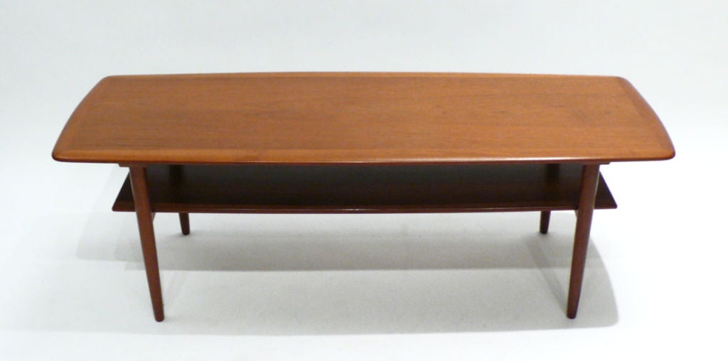 Well preserved Povl Dinesen solid teak Coffee table made in Copenhagen in the 60's Excellent condition. Matching Side Table Available separately.