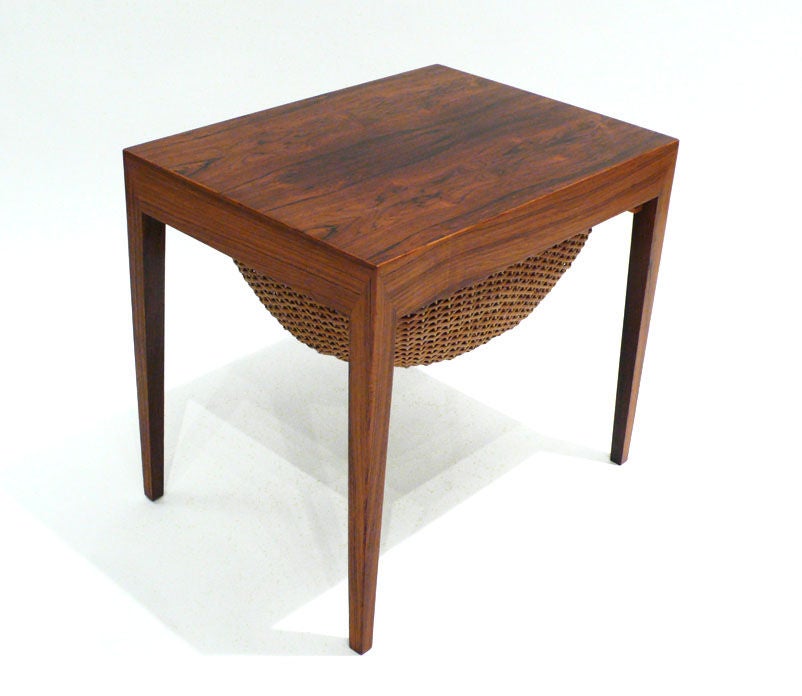 Danish Rare Severin Hansen Jr Designed Rosewood Sewing Basket Table